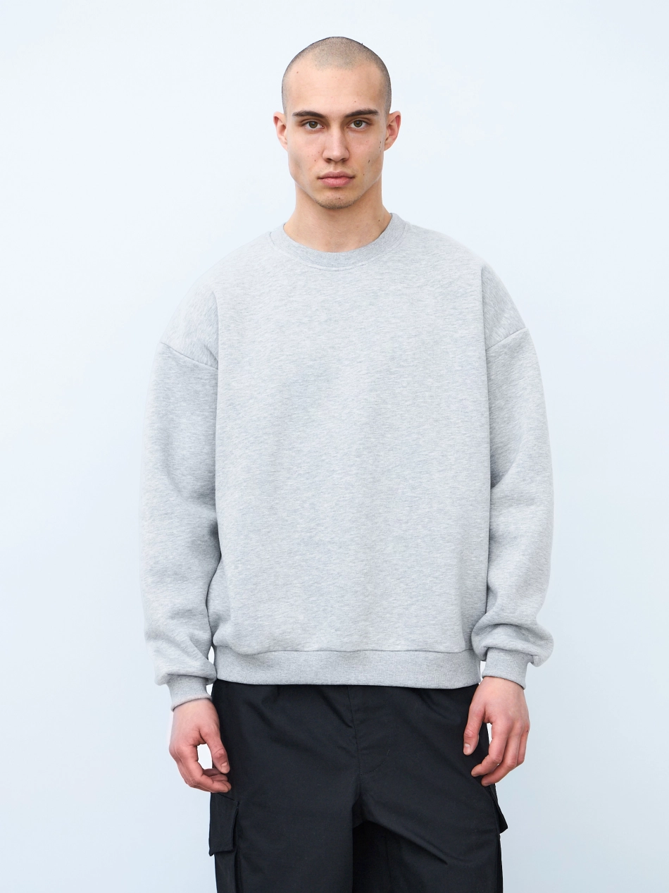 Свитшот оверсайз с начесом (серый меланж)