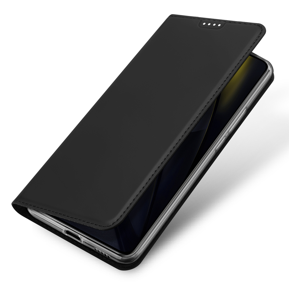 Чехол книжка из PU кожи черного цвета от Dux Ducis для смартфона Xiaomi Redmi Turbo 3 и Poco F6, серия Skin Pro Series Case
