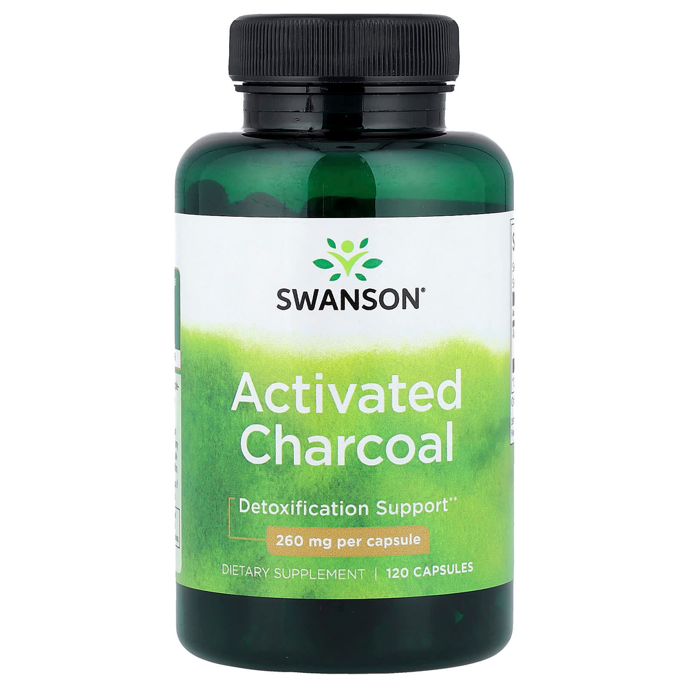 Swanson Vitamins, Активированный уголь, 260 мг, 120 капсул