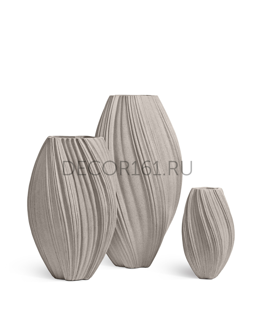 Кашпо-ваза TREEZ Effectory Dune Высокая дизайн-ваза Белый песок д-30 см, в-52 см 1/1 41.33-16-23-101-BE-052