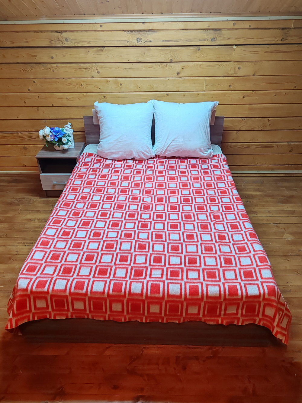 Одеяло Мягия, жаккардовое, полушерстяное, красное, белое, всесезонное