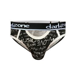 Мужские трусы брифы с вырезом черные с принтом DARKZONE DZN6263