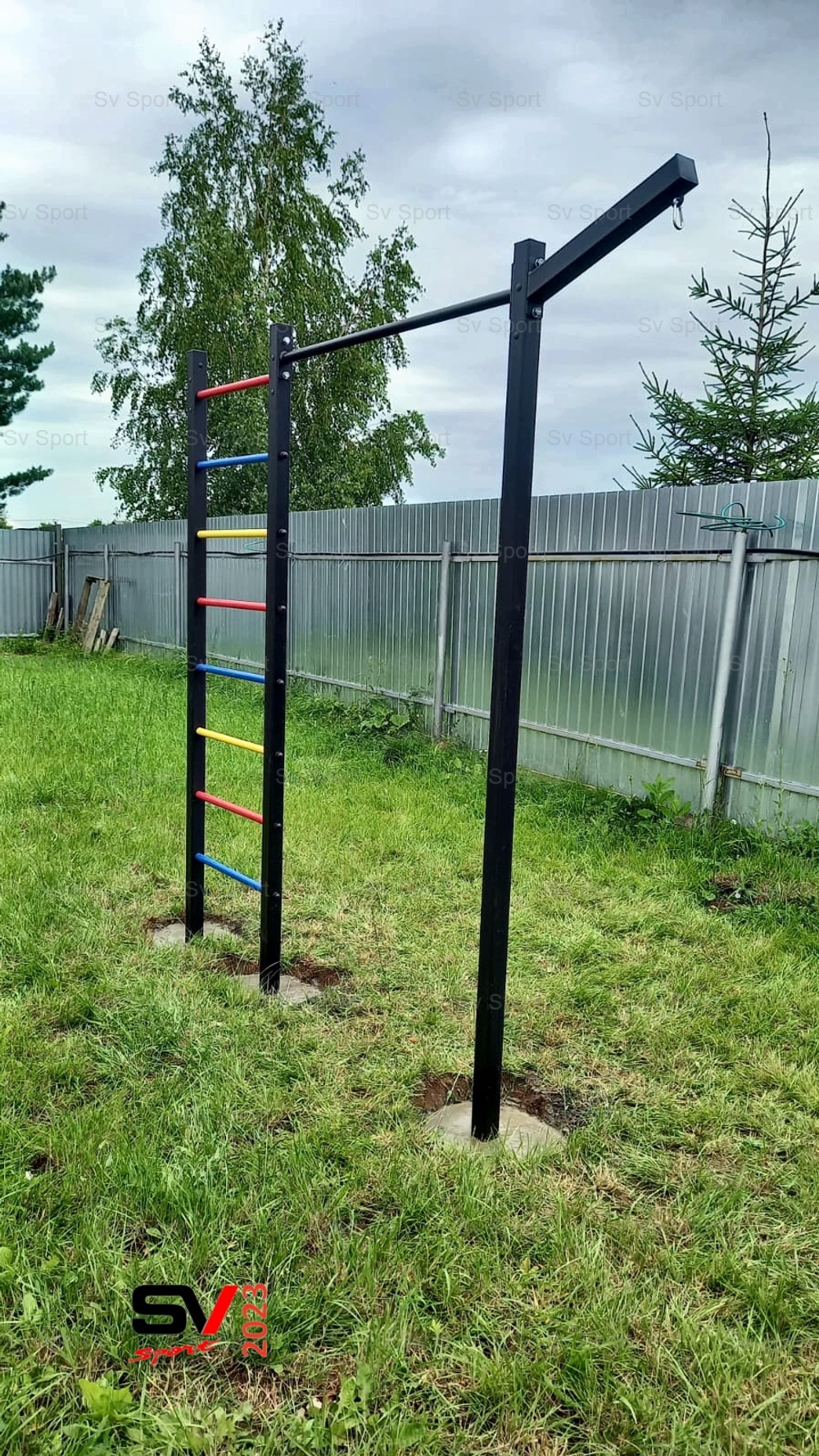 Монтаж уличной шведской стенки Sv Sport (3 вертикальных столба)