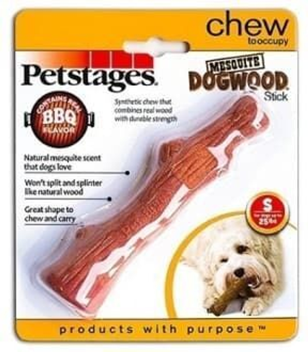 Petstages игрушка для собак Mesquite Dogwood с ароматом барбекю 16 см маленькая