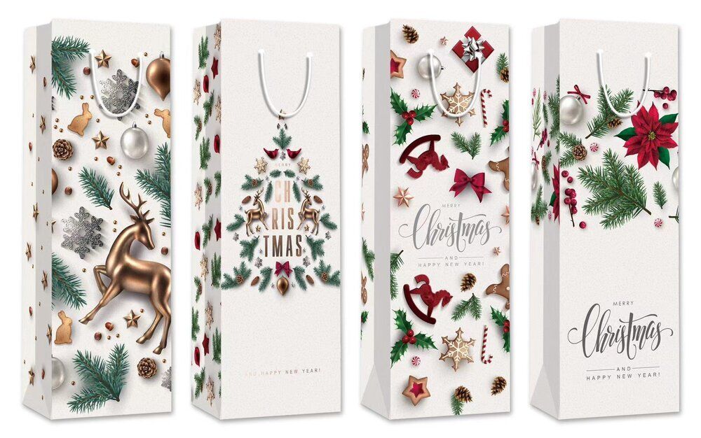 GAEM Пакет подарочный (бумага 210г/м2, блок 12шт), L12 W10 H35 см, 4в.