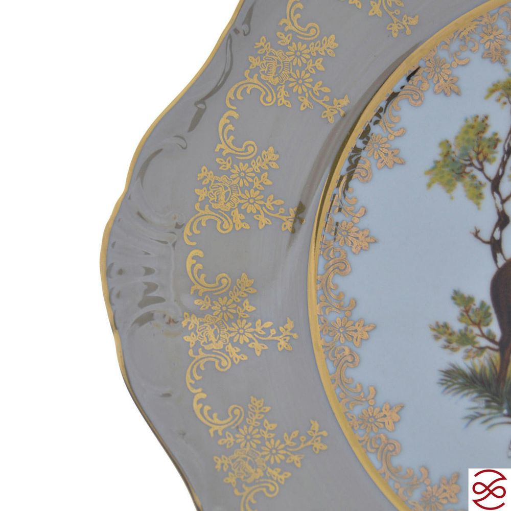 Блюдо круглое Crown Aristokrat Охота бежевая 27 см