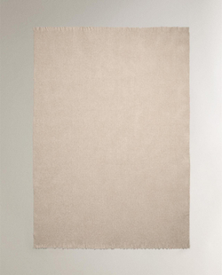 Zara Home - Плед с бахромой, светло-бежевый, 160x240 см