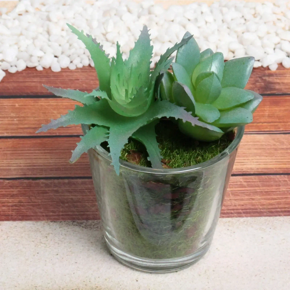 Цветок искусственный «Суккулент» 6*12см в стеклянном горшке ZPY-03