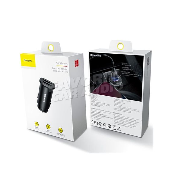 АЗУ 2USB Baseus Square 2100mAh металл QC3.0 чёрный