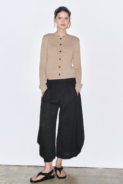 ZARA ТРИКОТАЖНЫЙ КАРДИГАН В СТИЛЕ РУСТИК, ПЕСОЧНЫЙ/КОРИЧНЕВЫЙ