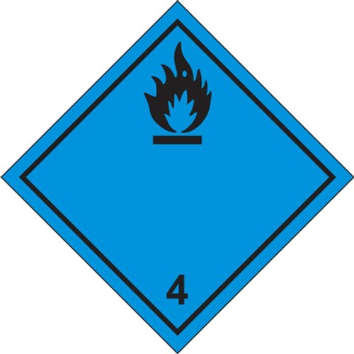 Знак-наклейка "Вещества, выделяющие воспламеняющиеся газы при соприкосновении с водой"