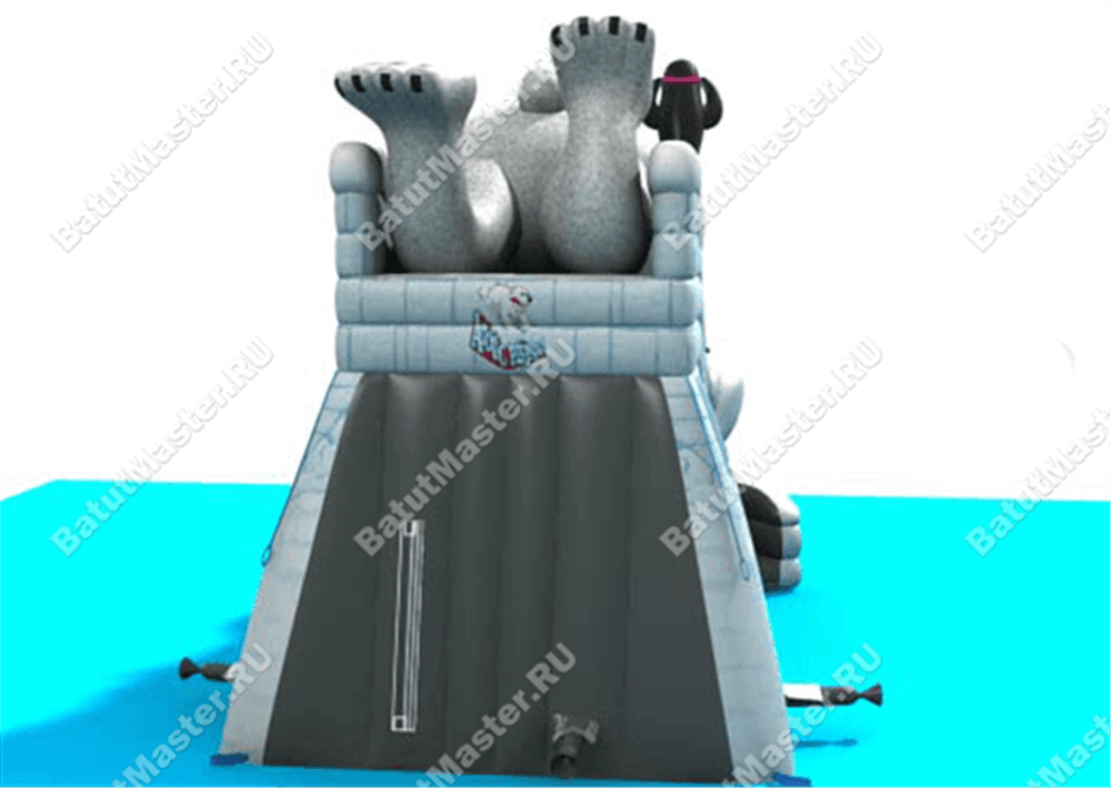 Большой надувной батут-горка "Мишка на севере"