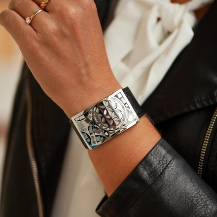 Браслет Fiore Luna на кожаном черном ремешке CB01743-4 BW