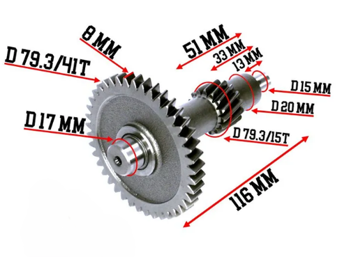 Вал редуктора вторичный 163QMK с балансиром