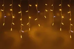 Светодиодная бахрома 108 желтых LED ламп, 3*0.6 м., 220В, мерцание, белый провод ПВХ, Teamprof (TPF-i3*0.6F-CW/Y)