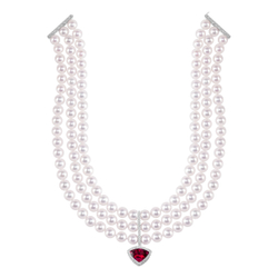 Колье-чокер из Морского Жемчуга Акойя и Бриллиантами, N0156-0/2