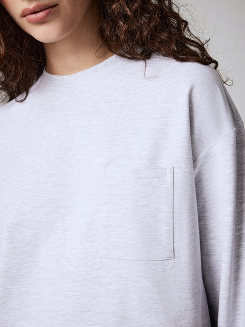 Лонгслив Мика с карманом Серый