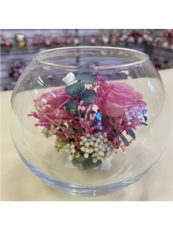 натуральные кустовые розы в стекле, вакуум*