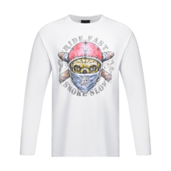 Лонгслив RIDE FAST SMOKE SLOW SKULL CIGAR, белый