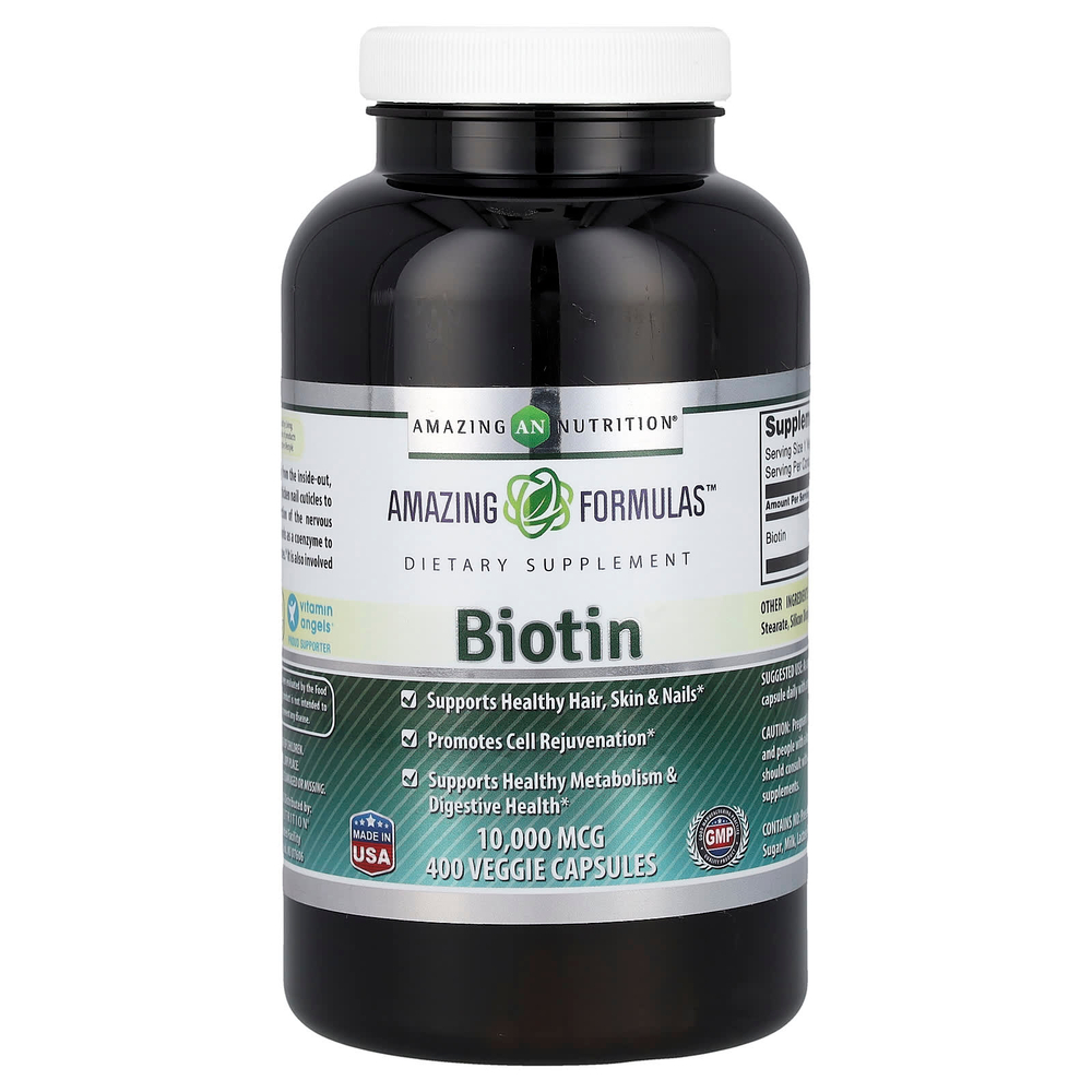Amazing Nutrition, Биотин, 10 000 мкг, 400 растительных капсул