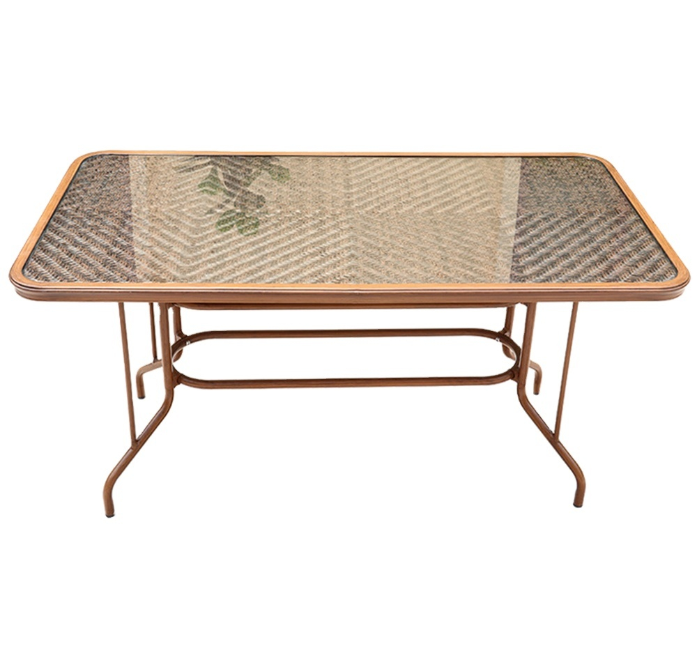 Обеденная мебель из литого алюминия Стол прямоугольный из искусственного ротанга 80*150 БАМБУК «BAMBOO» + 4 Кресел  БАМБУК-2 «BAMBOO-2»