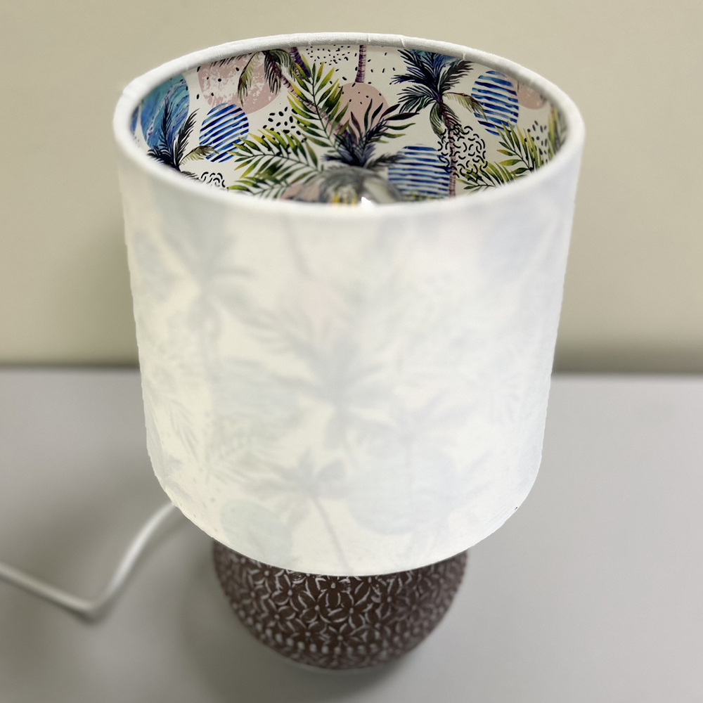 Настольный светильник 1х40Вт Е14, керамика/ткань, коричневый