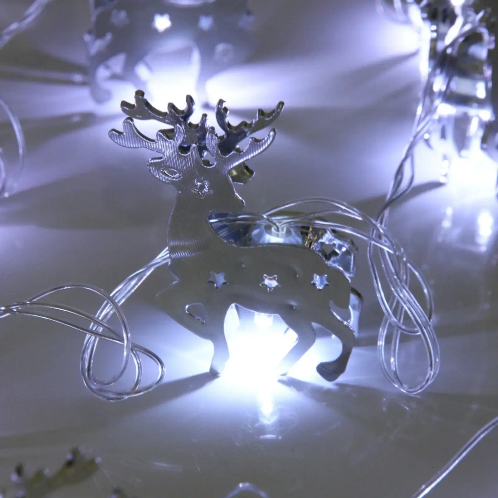 Гирлянда для дома «Серебряный олень» 4м 20 ламп LED, 6*4 см прозр.пров.,1 реж, IP-20, Белый (возможность соединения)