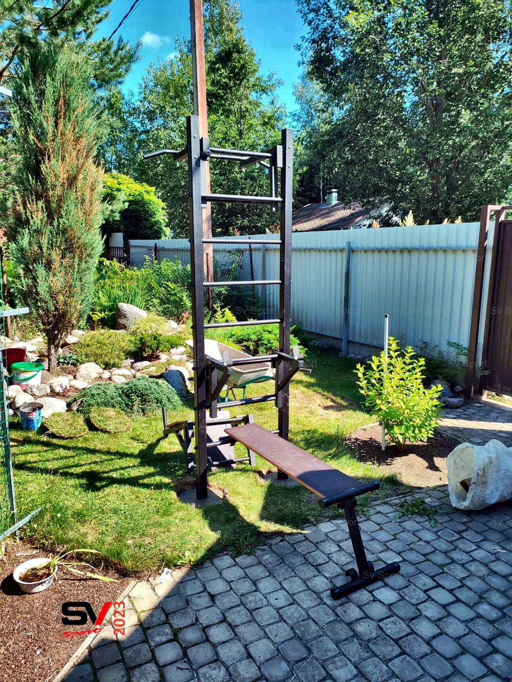 Монтаж уличной шведской стенки Sv Sport (2 вертикальных столба)