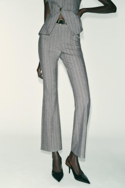 ZARA ЛЕГИНСЫ FLARE В ЕЛОЧКУ С РЕМНЕМ, СЕРЫЙ