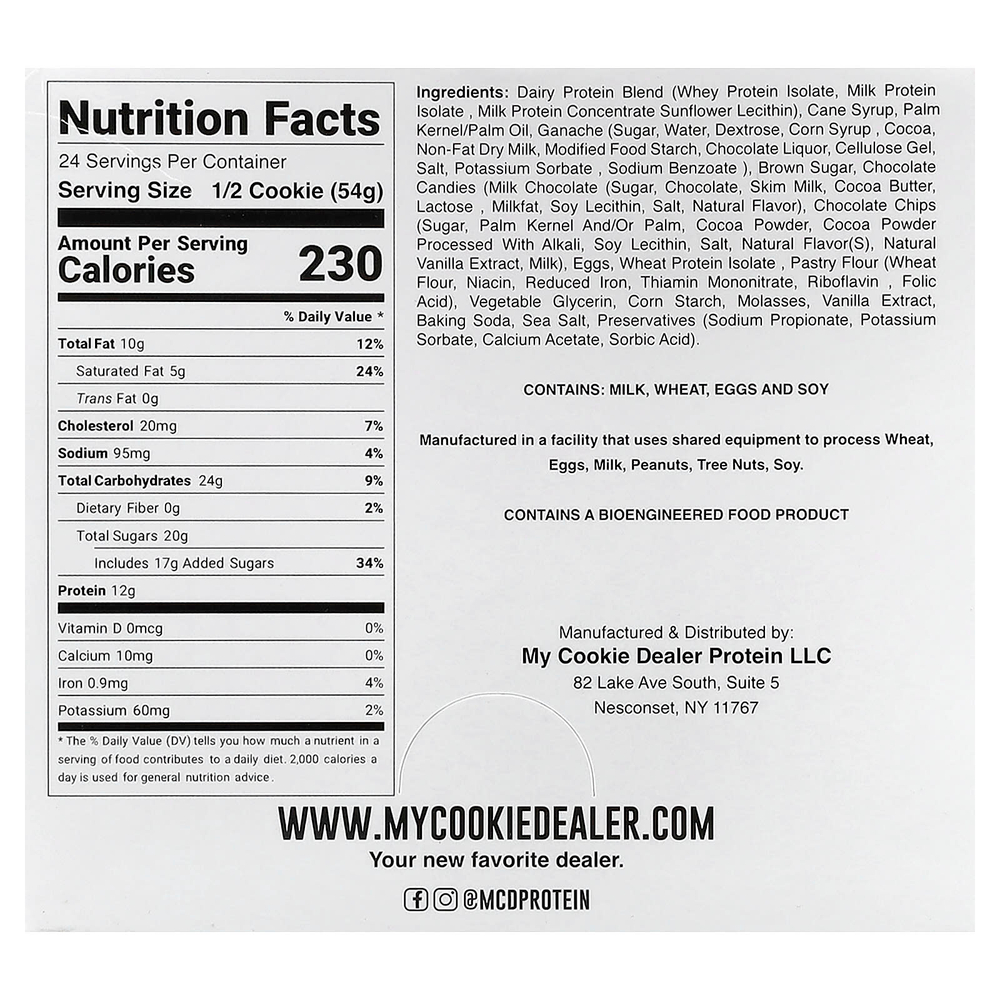 My Cookie Dealer Protein, протеиновое печенье, со вкусом шоколадного ганаша, 12 шт. по 108 г (3,8 унции)
