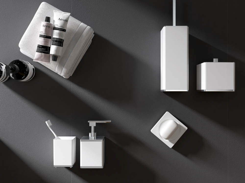 Стакан для ватных дисков квадратный черный-золото