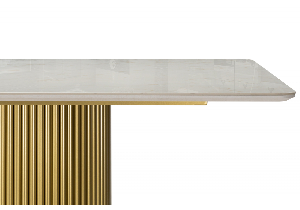 Керамический стол Woodville Ривера 220x110 brecha crema, золото