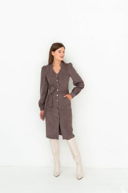 Платье-футляр какао из микровельвета