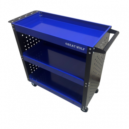Инструментальная тележка GW-3ST3 BLUE (3 полки, с перфорацией, синяя, Great Wolf)
