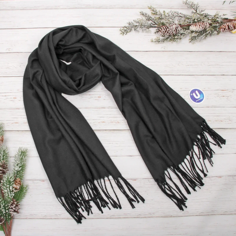 Палантин - шарф «ZIMA», однотонный, цвет черный, 180*70см (200гр)