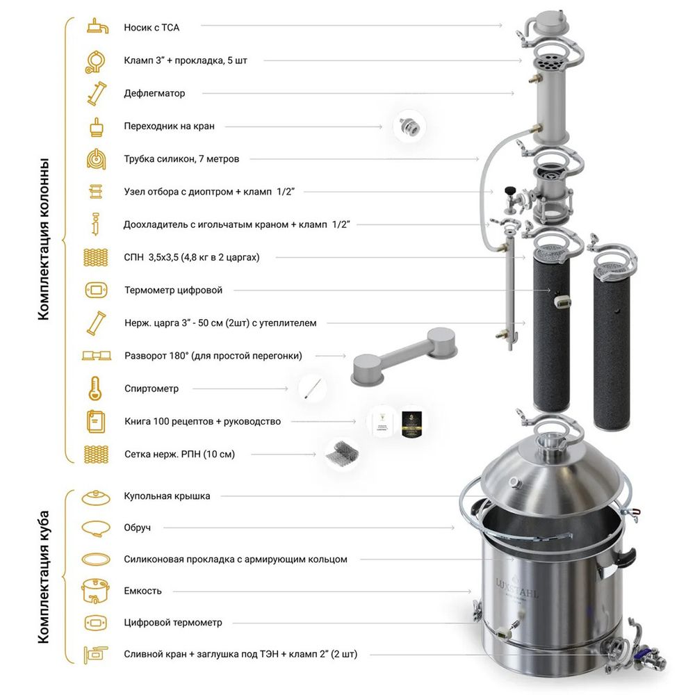 Самогонный аппарат Luxstahl 8M, 37 л
