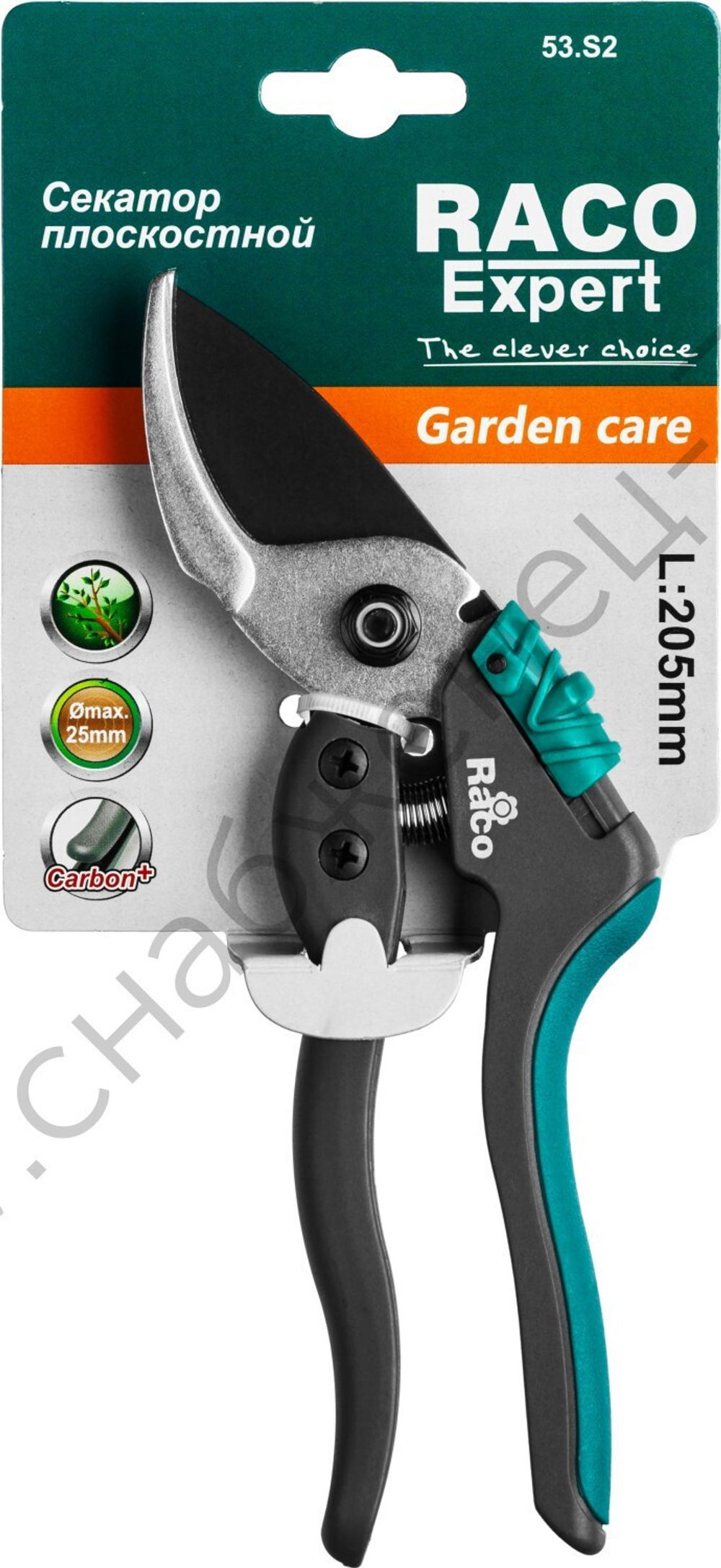 RACO S162, 205 мм, закаленная сталь, с двухкомпонентными рукоятками армированными фиберглассом, плоскостной секатор (4206-53/S162)