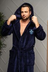 Халат мужской LOUIS с капюшоном Синий "Polens"