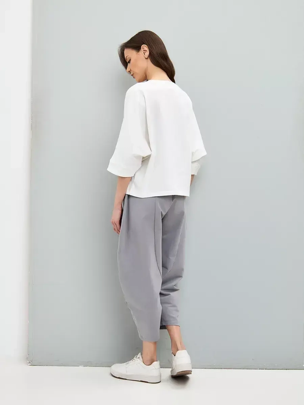 Футболка оверсайз большие размеры летучая мышь экрю