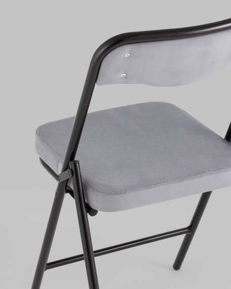 складной Джонни велюр серый каркас черный матовый