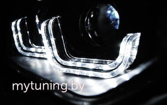 Передние фары BMW 3 F30/F31 black U-led bar