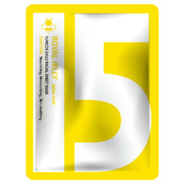 Маска для лица Yuricos Yurico5 Royal Jelly тканевая с Маточным молочком Facial Sheet Mask 22 мл