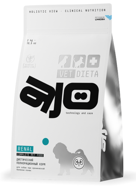 DOG Айо Vet Dieta Dieta Renal Диета сухой корм для собак при хронической болезни почек 2кг