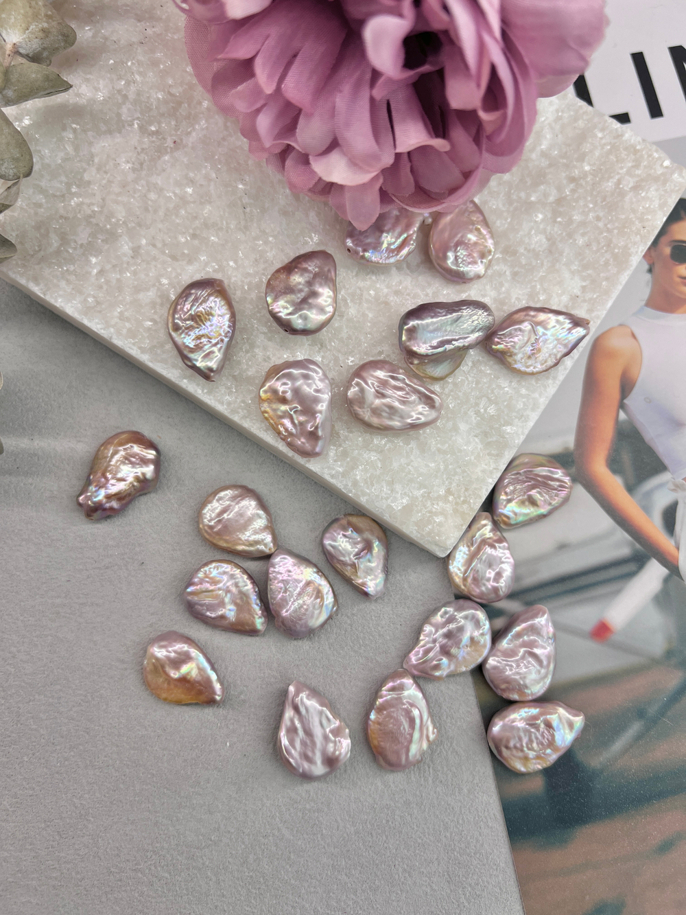 Натуральный жемчуг неправильной формы 20*15 мм, розовый, штука