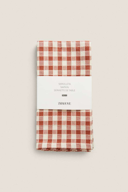 ZARA HOME САЛФЕТКИ ИЗ ХЛОПЧАТОБУМАЖНОЙ ТКАНИ В КЛЕТКУ (УПАКОВКА ИЗ 2 ШТУК), ЧЕРЕПИЧНЫЙ