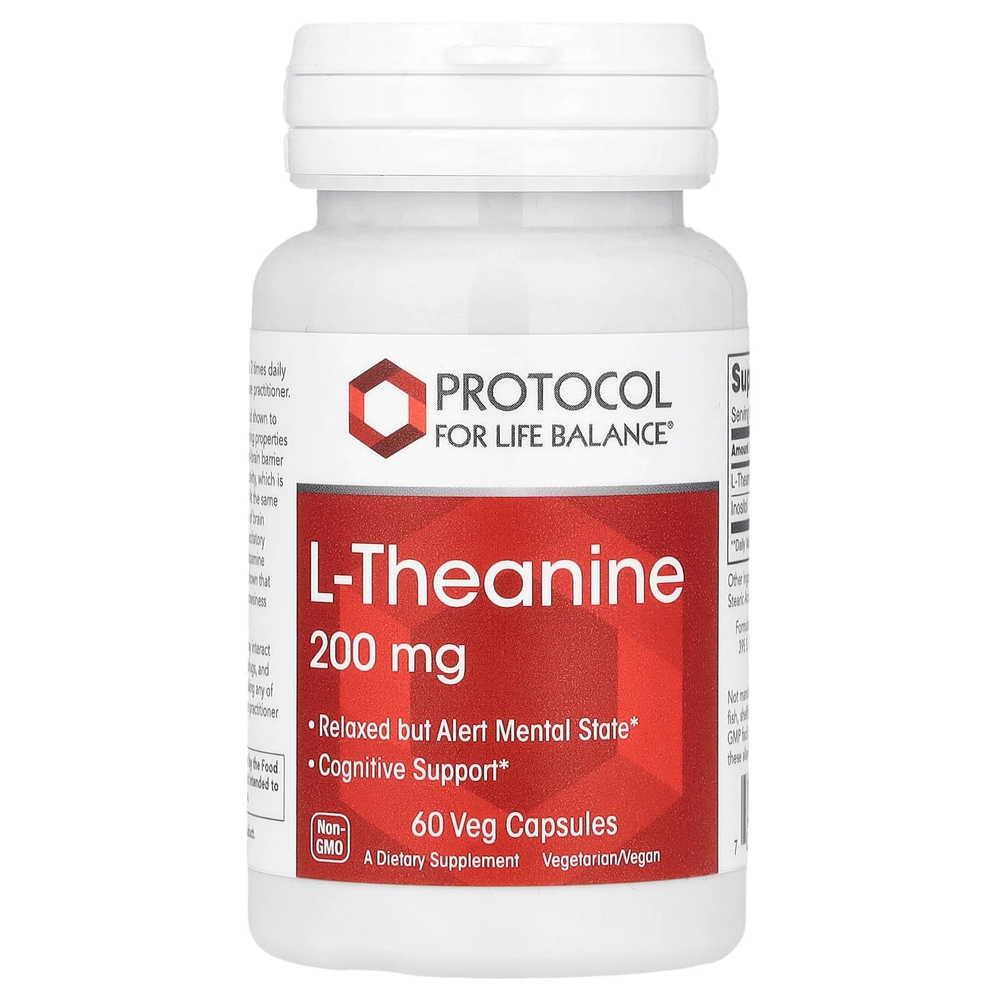 Protocol for Life Balance, L-теанин, 200 мг, 60 растительных капсул
