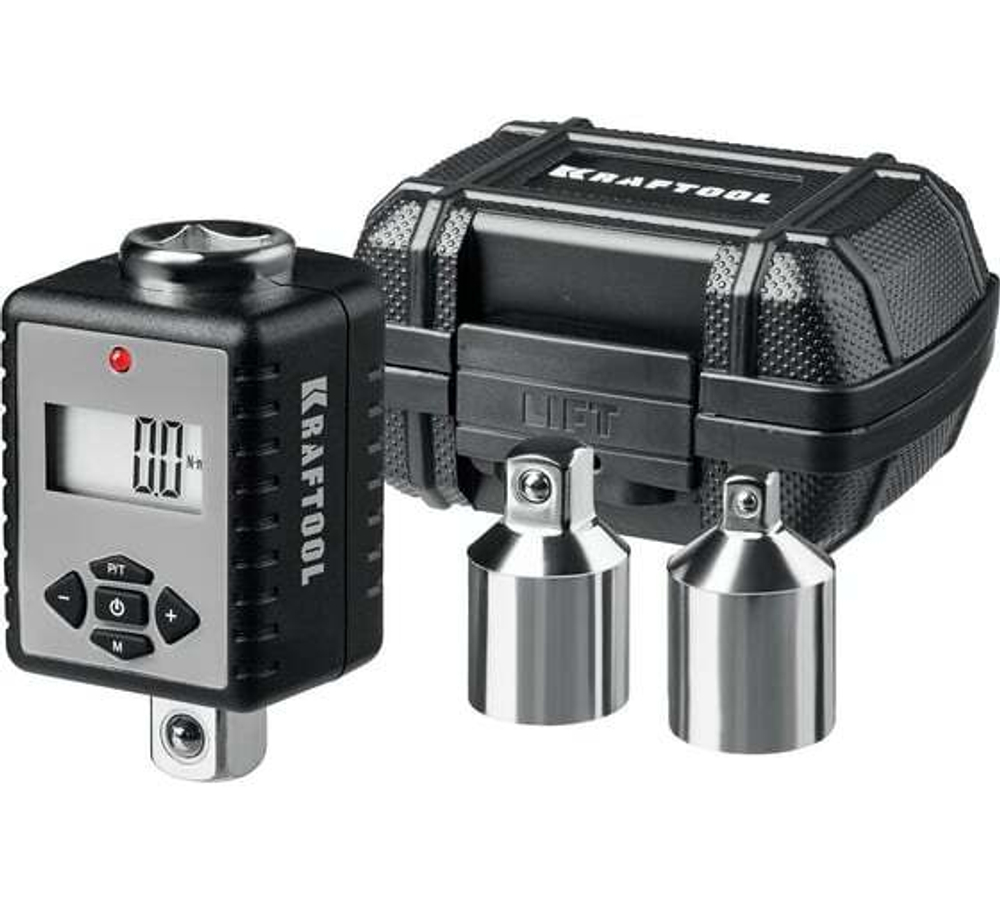 KRAFTOOL  GRAND, 1/2", 40-200 Нм, Динамометрический адаптер с переходниками (64044-200)