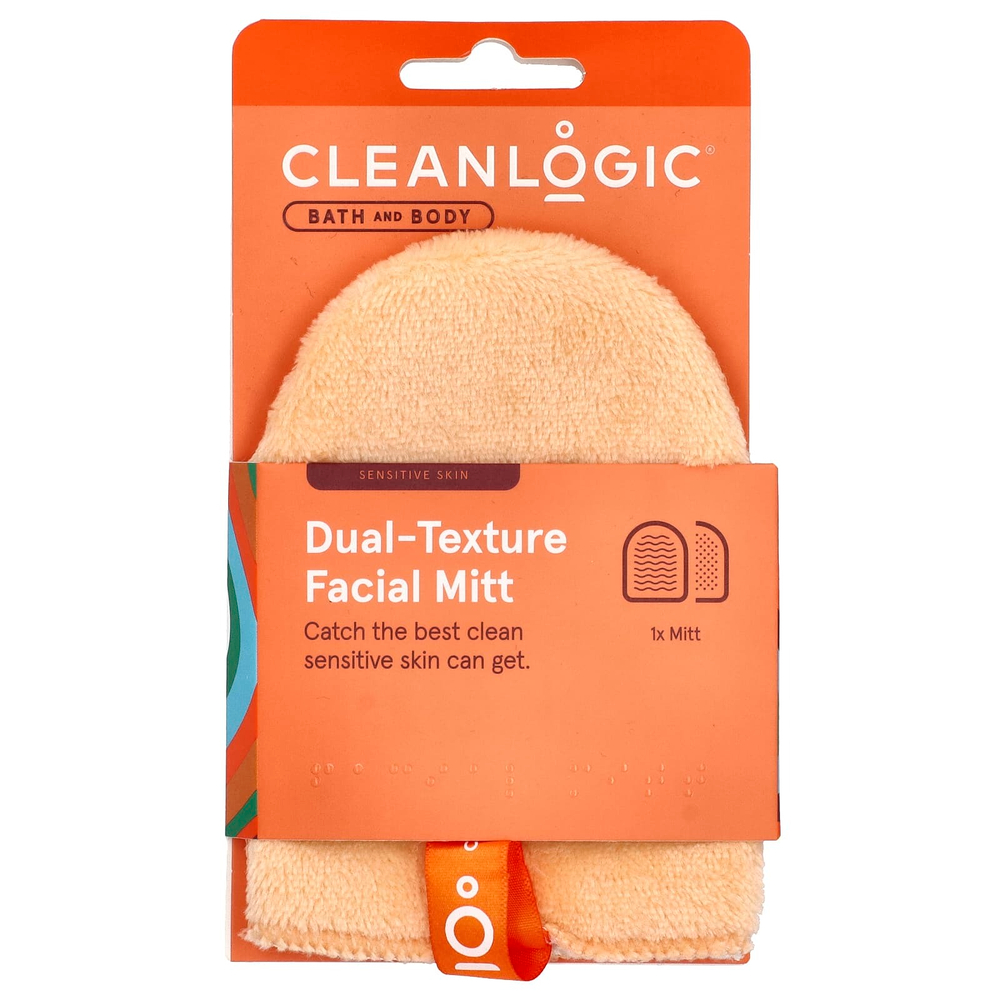 CleanLogic, Bath and Body, перчатки для лица с двойной текстурой, 1 шт.
