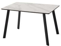 Стол ТИК ТАК 120  Белый мрамор активный, керамика / Черный каркас М-City