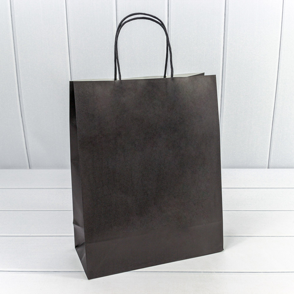 Пакет подарочный 26х33х12см (Черный, Крафт)